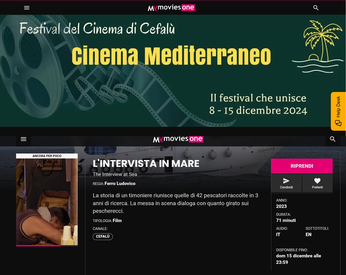 Scopri di più sull'articolo L’intervista in mare, premio al Festival del Cinema di Cefalù e disponibilità fino al 15 dicembre in streaming su MyMovies